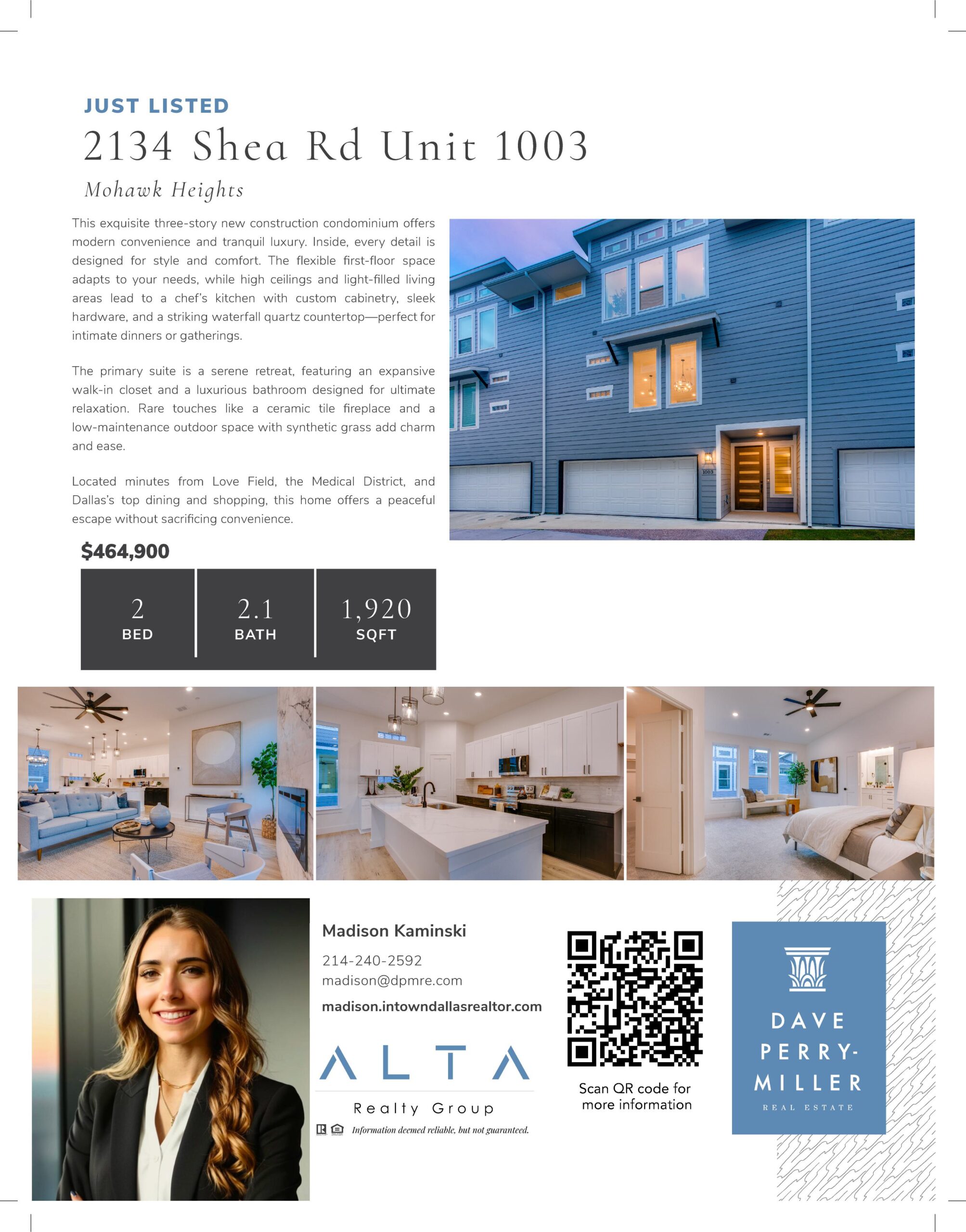 2134 shea road, unit 1003 dallas tx flyer with property information